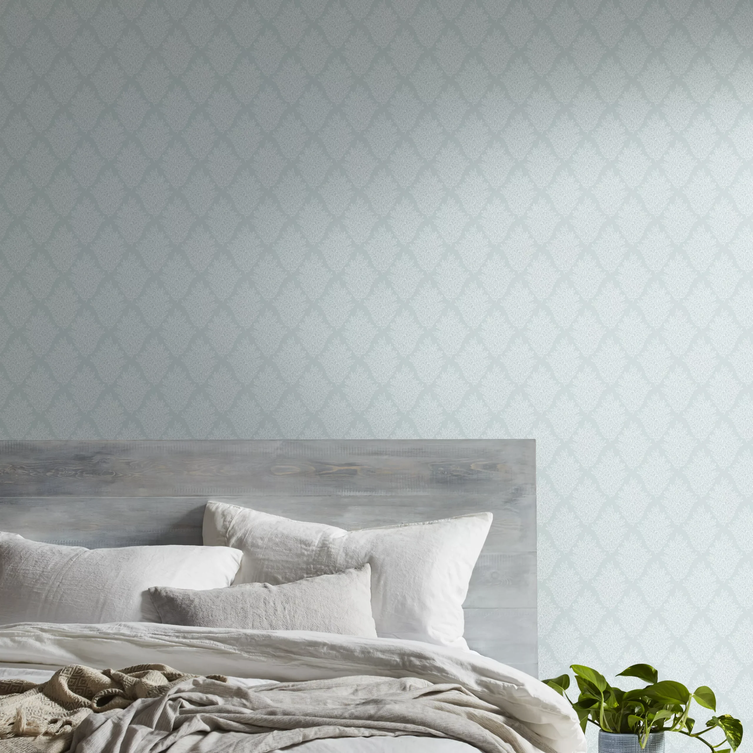 Acinos Blue & White Leaves Smooth Wallpaper 6 Acinos Blue & White Leaves Smooth Wallpaper - Image 4