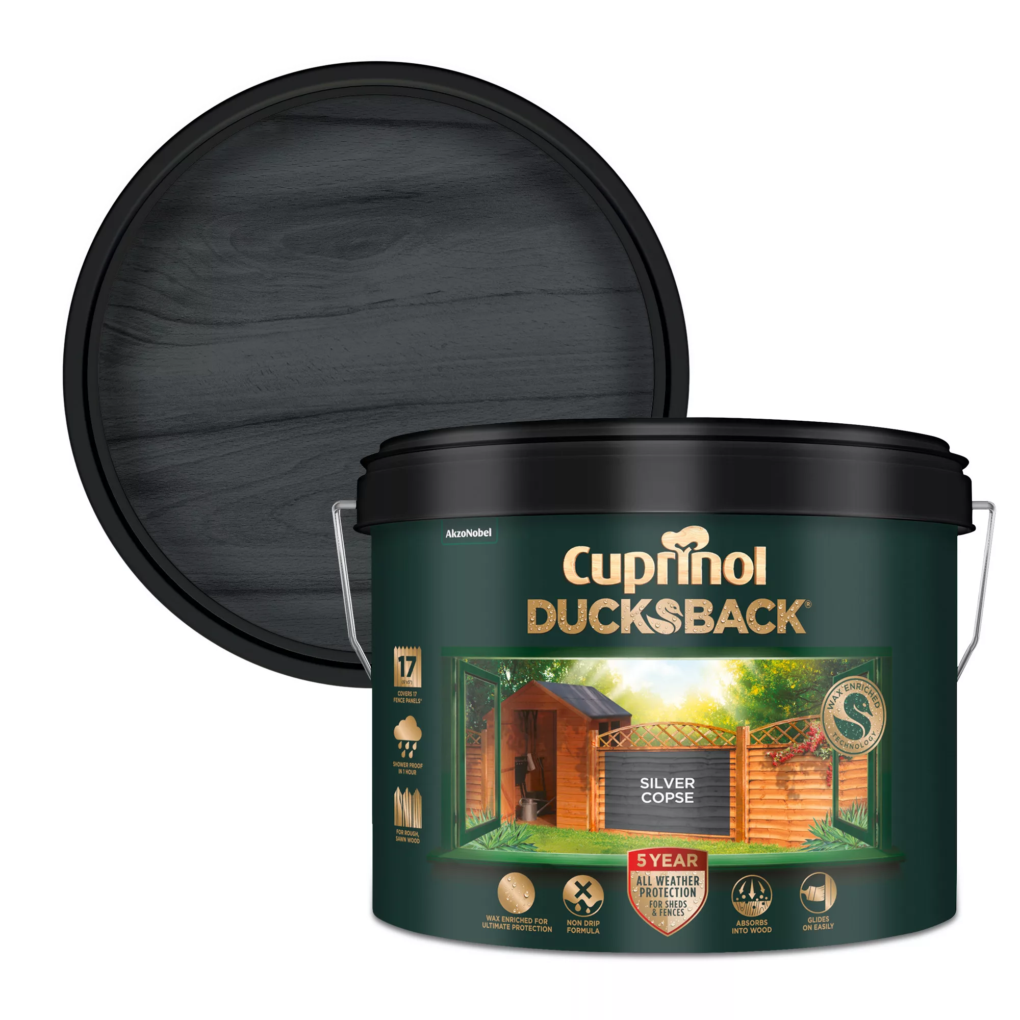 Cuprinol 5 Year Ducksback Silver Copse Matt Exterior Wood Paint, 9L 3 Cuprinol 5 Year Ducksback Silver Copse Matt Exterior Wood Paint, 9L