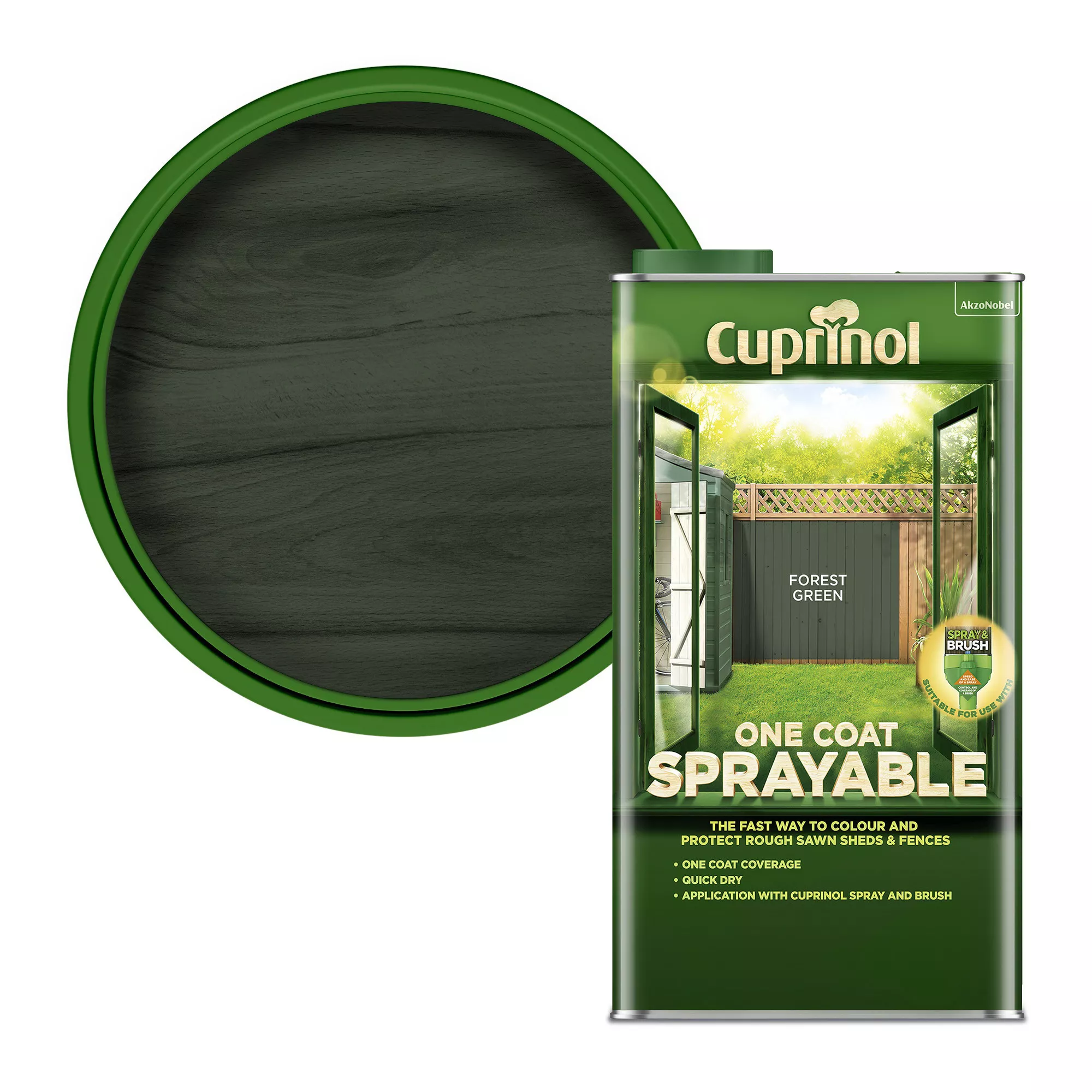 Cuprinol One Coat Sprayable Forest Green Matt Fence & Shed Treatment, 5L 3 Cuprinol One Coat Sprayable Forest Green Matt Fence & Shed Treatment, 5L