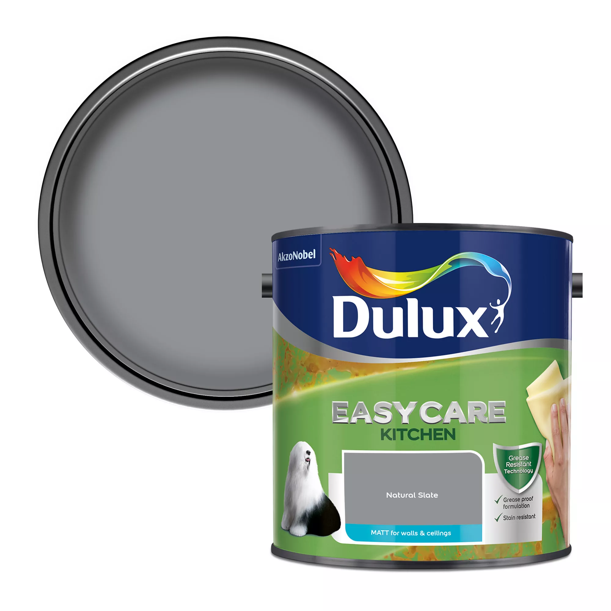 Dulux Easycare Kitchen Natural Slate Matt Wall Paint, 2.5L 3 Dulux Easycare Kitchen Natural Slate Matt Wall Paint, 2.5L