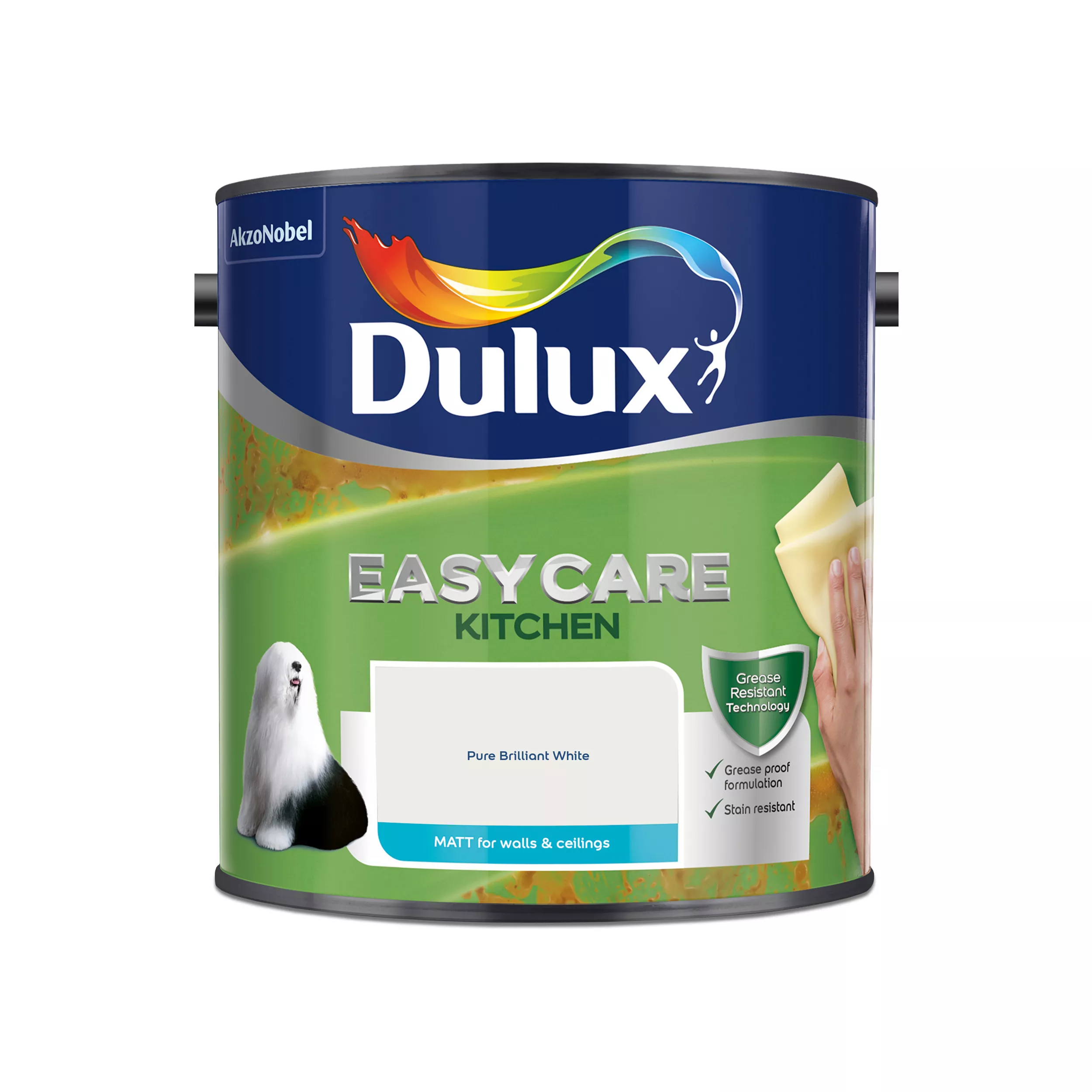 Dulux Easycare Kitchen Pure Brilliant White Matt Emulsion Paint, 2.5L 4 Dulux Easycare Kitchen Pure Brilliant White Matt Emulsion Paint, 2.5L - Image 2