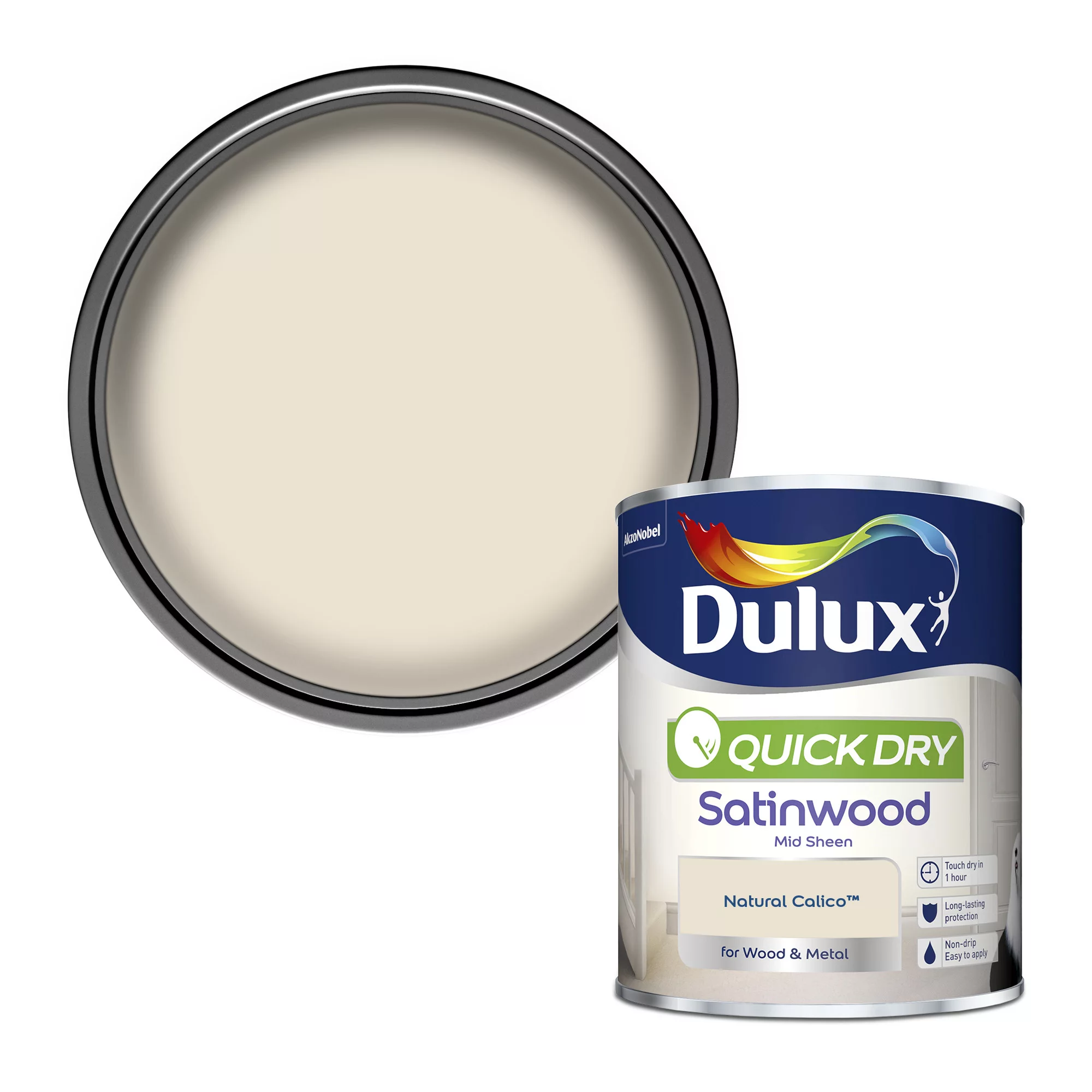 Dulux Quick Dry Natural Calico Satinwood Metal & Wood Paint, 750ml 3 Dulux Quick Dry Natural Calico Satinwood Metal & Wood Paint, 750ml