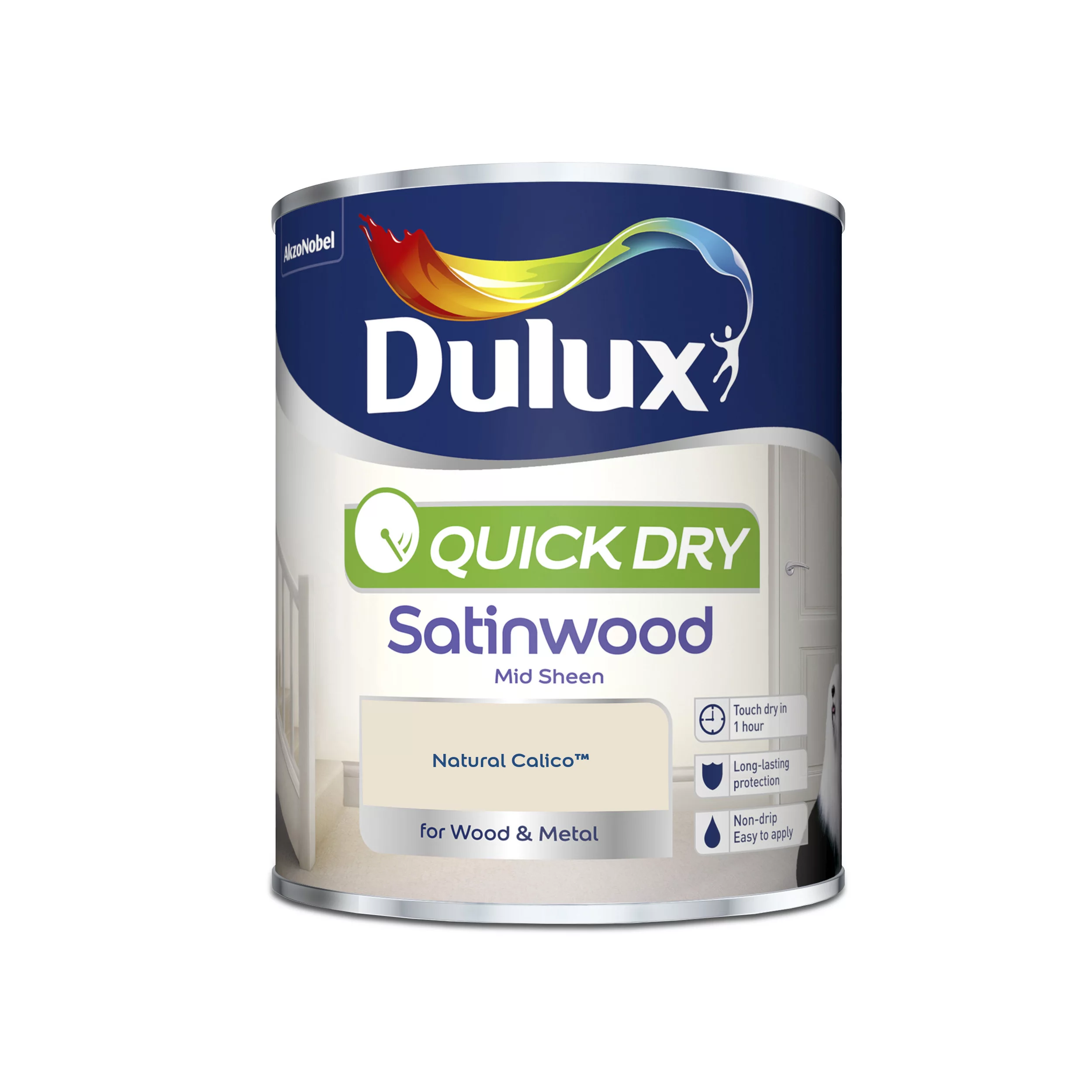 Dulux Quick Dry Natural Calico Satinwood Metal & Wood Paint, 750ml 4 Dulux Quick Dry Natural Calico Satinwood Metal & Wood Paint, 750ml - Image 2