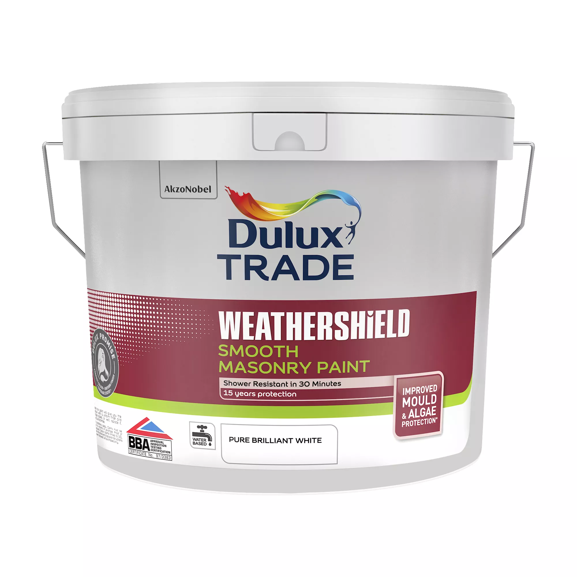 Dulux Trade Weathershield Pure Brilliant White Smooth Masonry Paint, 10L Tin 3 Dulux Trade Weathershield Pure Brilliant White Smooth Masonry Paint, 10L Tin