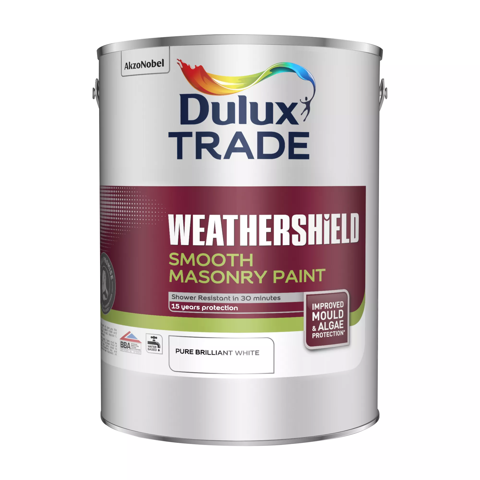 Dulux Trade Weathershield Pure Brilliant White Smooth Masonry Paint, 5L Tin 3 Dulux Trade Weathershield Pure Brilliant White Smooth Masonry Paint, 5L Tin