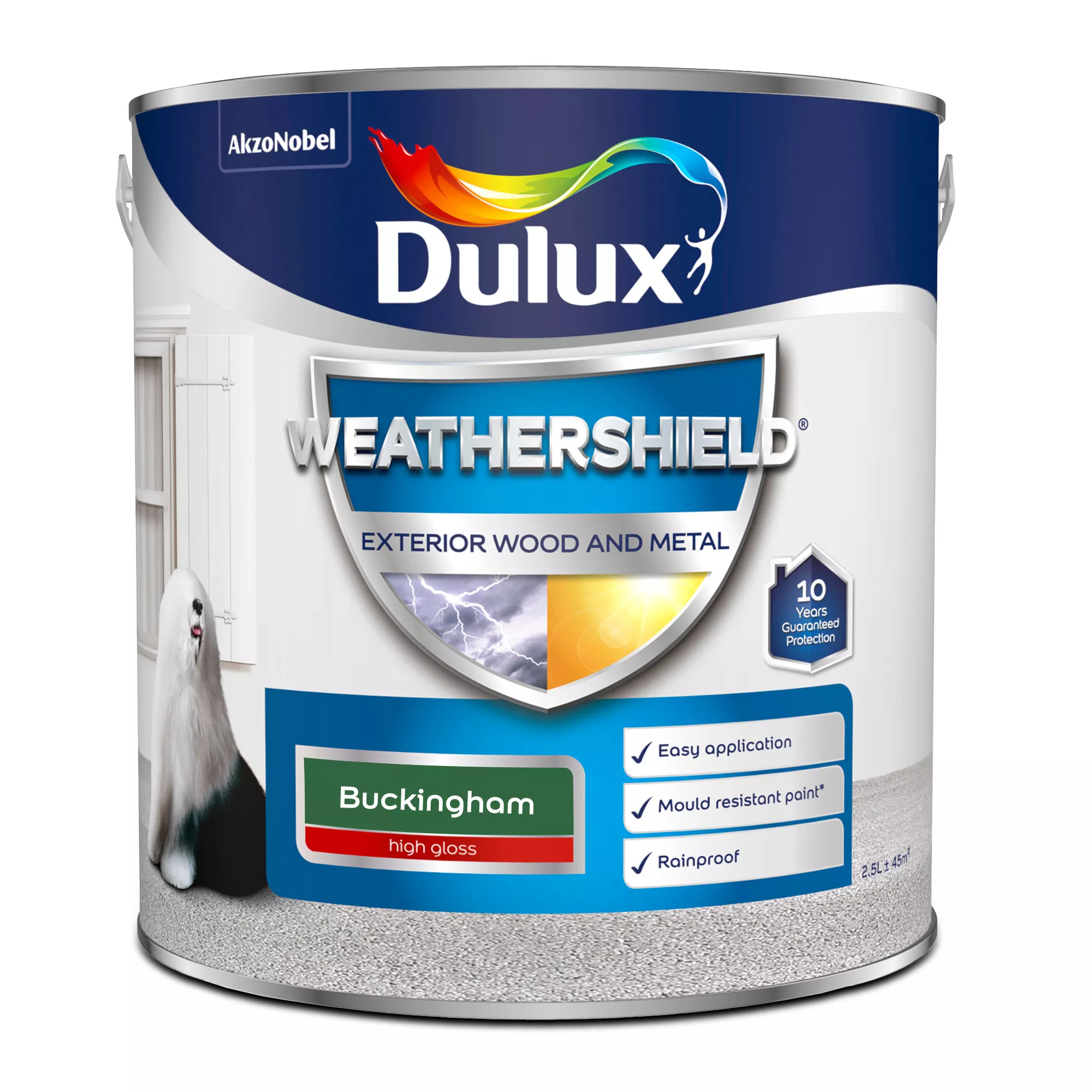 Dulux Weathershield Buckingham Green Gloss Exterior Metal & Wood Paint, 2.5L 4 Dulux Weathershield Buckingham Green Gloss Exterior Metal & Wood Paint, 2.5L - Image 2