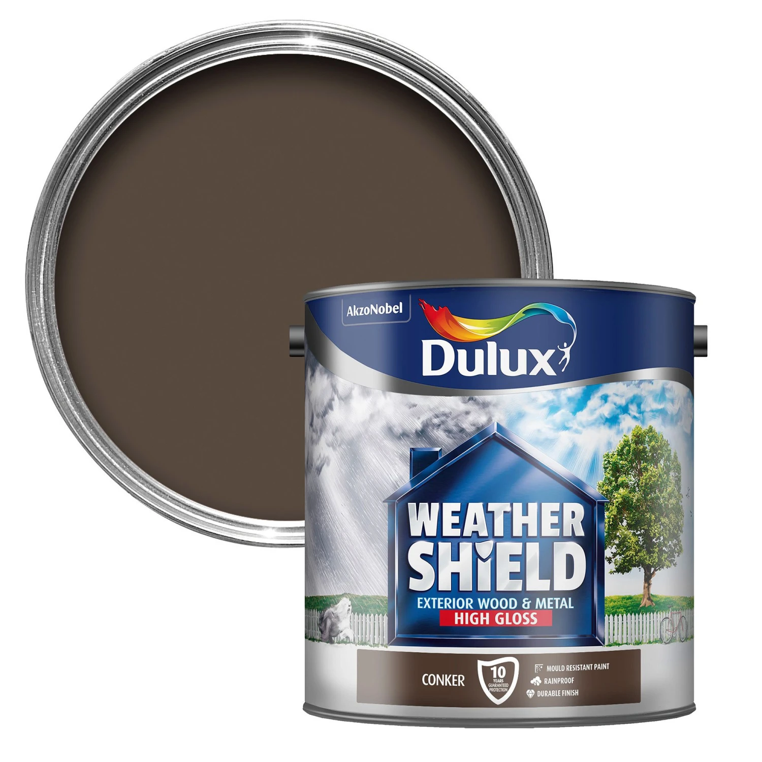 Dulux Weathershield Conker Gloss Exterior Metal & Wood Paint, 2.5L 3 Dulux Weathershield Conker Gloss Exterior Metal & Wood Paint, 2.5L