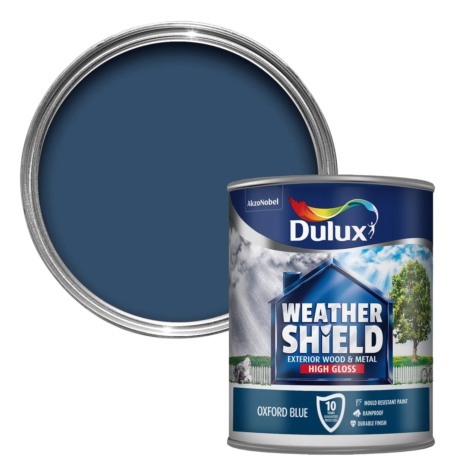 Dulux Weathershield Oxford Blue Gloss Exterior Metal & Wood Paint, 750ml 3 Dulux Weathershield Oxford Blue Gloss Exterior Metal & Wood Paint, 750ml