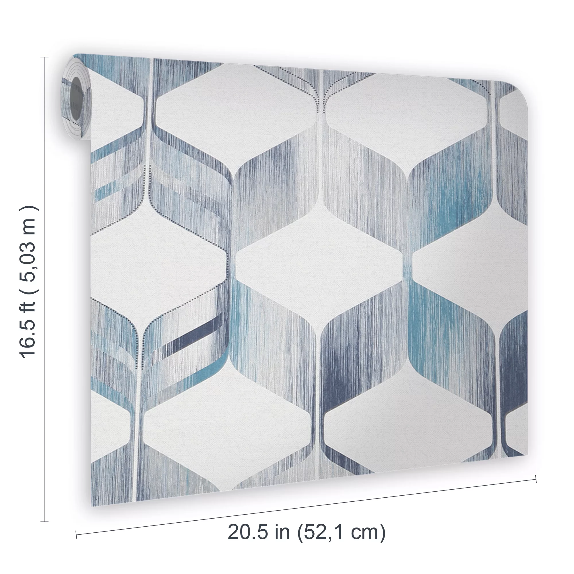 Fresco Maya Blue & Cream Geometric Smooth Wallpaper 8 Fresco Maya Blue & Cream Geometric Smooth Wallpaper - Image 6
