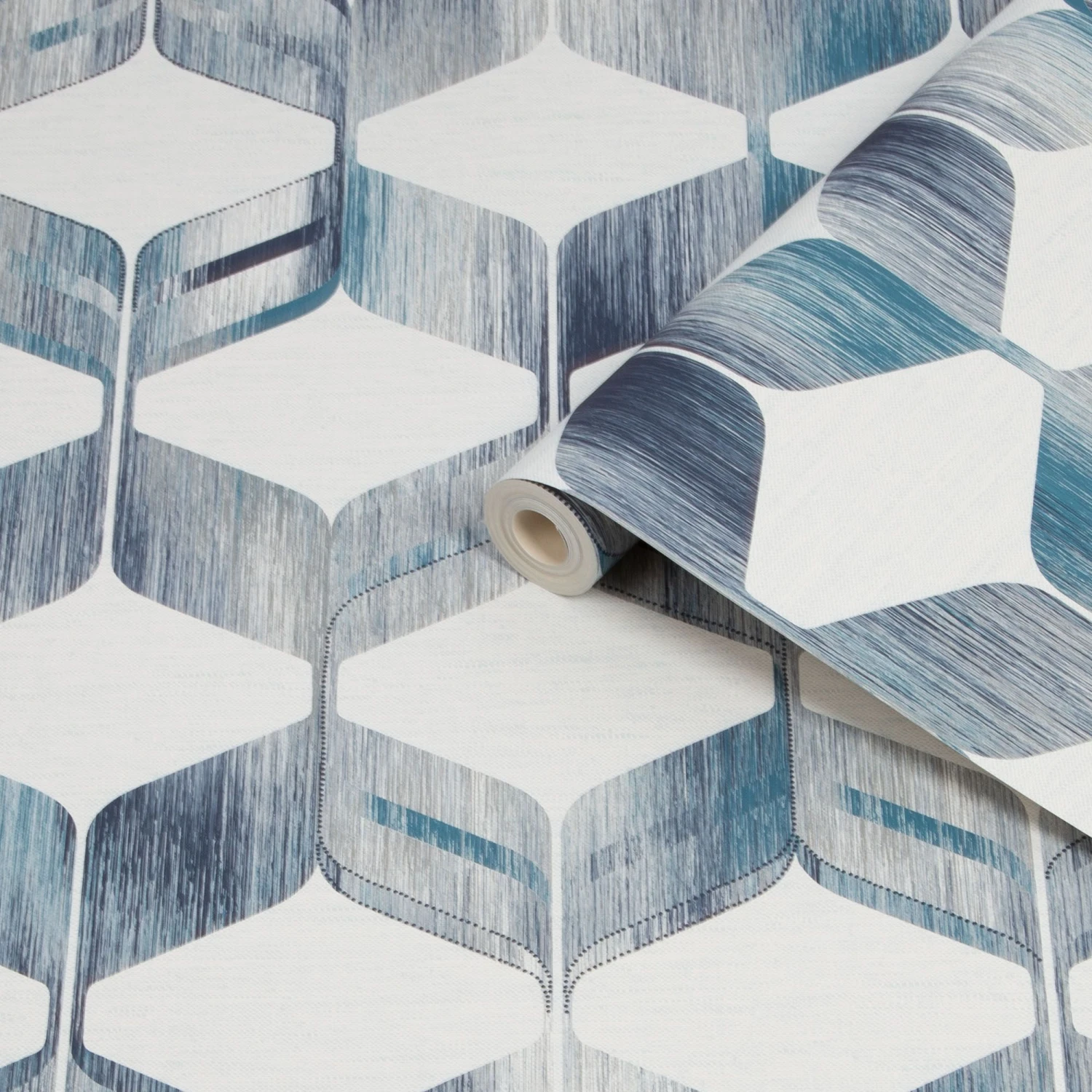 Fresco Maya Blue & Cream Geometric Smooth Wallpaper 4 Fresco Maya Blue & Cream Geometric Smooth Wallpaper - Image 2