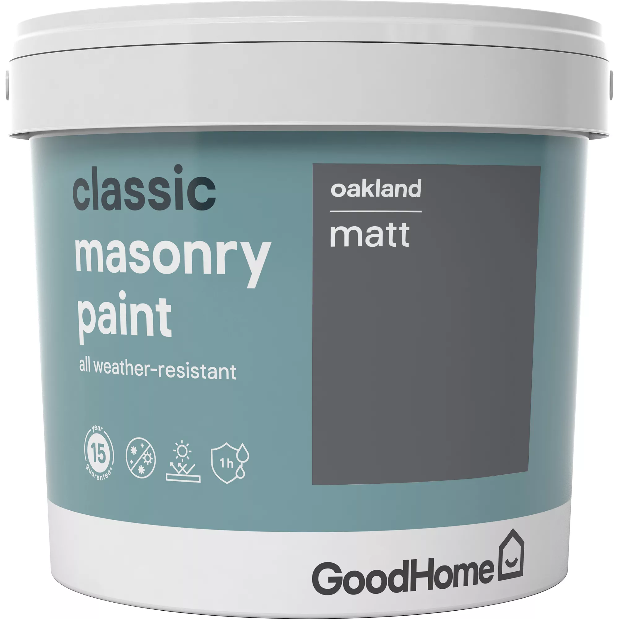 GoodHome Classic Oakland Smooth Matt Masonry Paint, 5L Tin 3 GoodHome Classic Oakland Smooth Matt Masonry Paint, 5L Tin