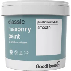 Paint Decoration -Paint Decoration goodhome classic pure brilliant white smooth matt masonry paint 5l3663602520795 08c bq