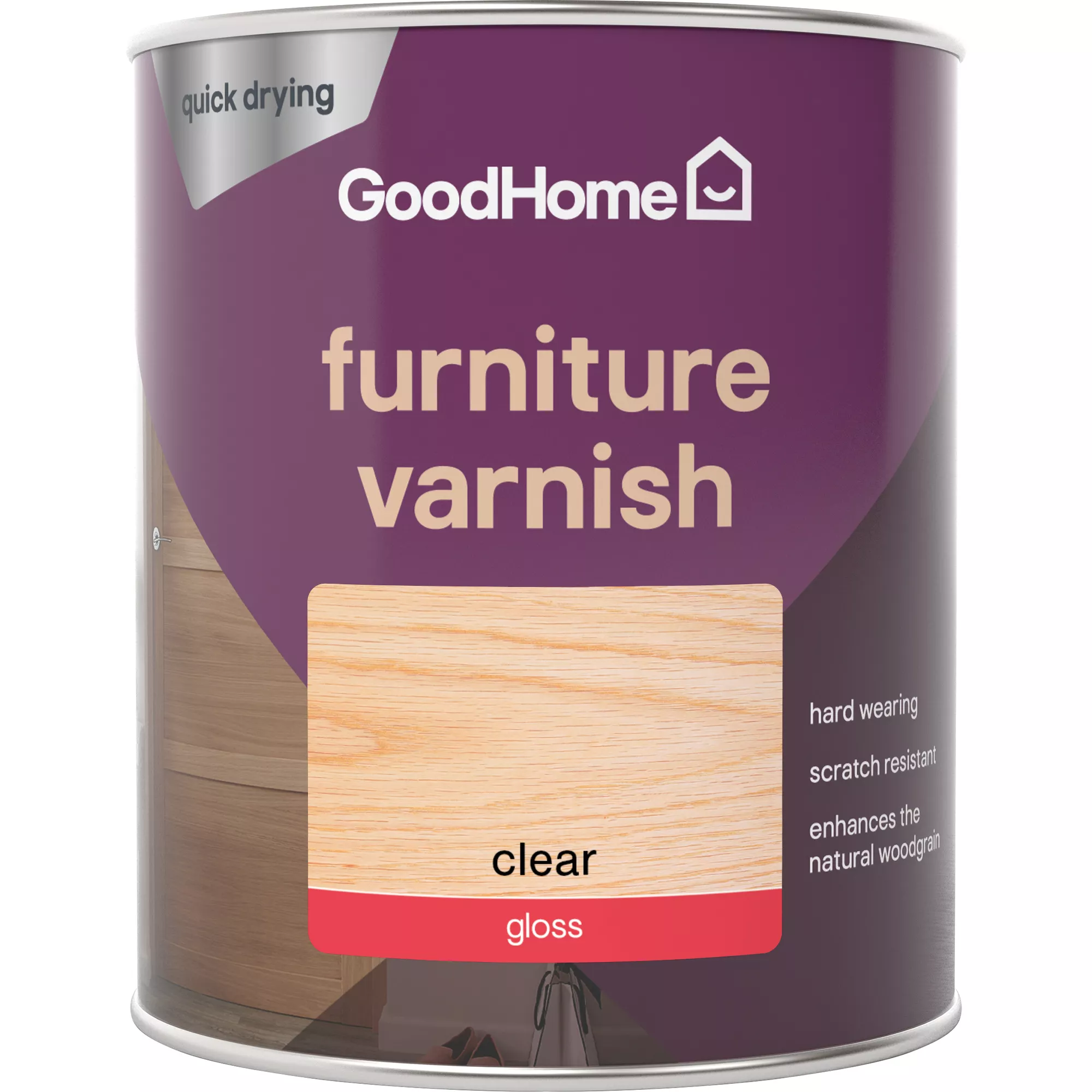 GoodHome Clear Gloss Multi-surface Furniture Wood Varnish, 750ml 4 GoodHome Clear Gloss Multi-surface Furniture Wood Varnish, 750ml - Image 2