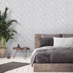 GoodHome Duble Grey Cranes Textured Wallpaper -Paint Decoration goodhome duble grey cranes textured wallpaper5059340409092 01i