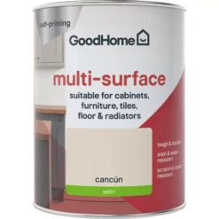 GoodHome Durable Cancun Satin Multi-surface Paint, 750ml 8 GoodHome Durable Cancun Satin Multi-surface Paint, 750ml -Paint Decoration goodhome durable cancun satin multi surface paint 750ml3663602585671 02c
