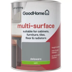 GoodHome Durable Delaware Satin Multi-surface Paint, 750ml -Paint Decoration goodhome durable delaware satin multi surface paint 750ml3663602585718 02c