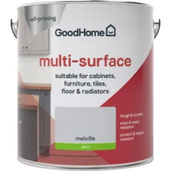 GoodHome Durable Melville Satin Multi-surface Paint, 2L -Paint Decoration goodhome durable melville satin multi surface paint 2l3663602586296 02c