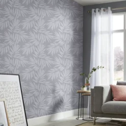 GoodHome Loroco Grey Leaves Silver Effect Textured Wallpaper 9 GoodHome Loroco Grey Leaves Silver Effect Textured Wallpaper -Paint Decoration goodhome loroco grey leaves silver effect textured wallpaper3663602561118 02i bq