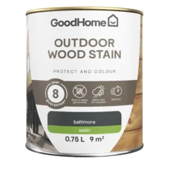 GoodHome Outdoor Baltimore Satin Quick Dry Wood Stain, 750ml -Paint Decoration goodhome outdoor baltimore satin quick dry wood stain 750ml5059340297439 02c