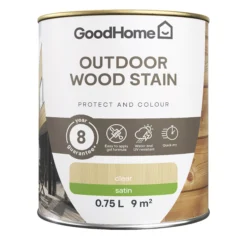 GoodHome Outdoor Clear Satin Quick Dry Wood Stain, 750ml 7 GoodHome Outdoor Clear Satin Quick Dry Wood Stain, 750ml -Paint Decoration goodhome outdoor clear satin quick dry wood stain 750ml5059340297385 02c