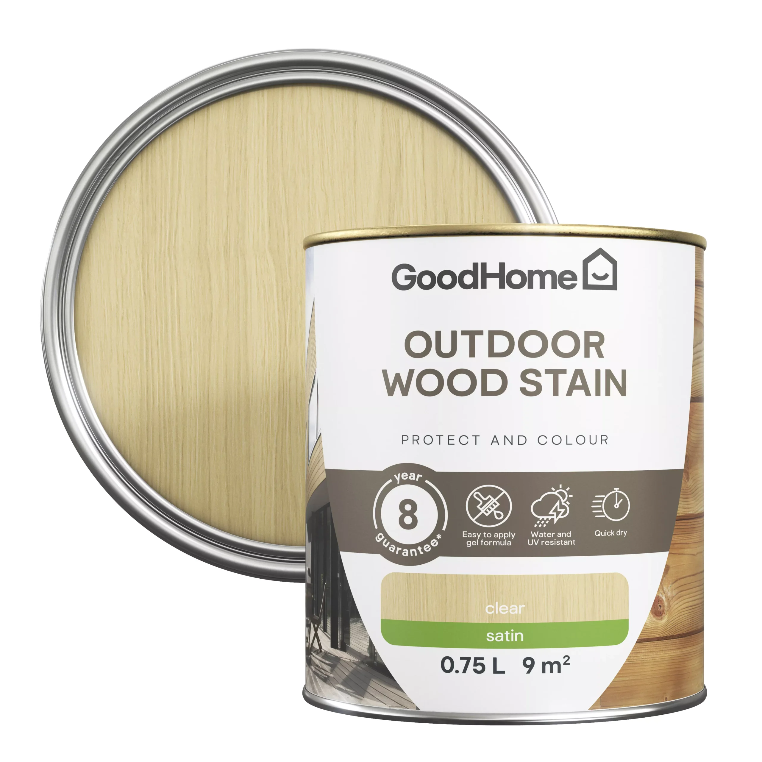 GoodHome Outdoor Clear Satin Quick Dry Wood Stain, 750ml 3 GoodHome Outdoor Clear Satin Quick Dry Wood Stain, 750ml