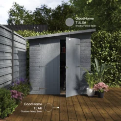 GoodHome Outdoor Dark Oak Satin Quick Dry Wood Stain, 2.5L -Paint Decoration goodhome outdoor dark oak satin quick dry wood stain 2 5l5059340297460 19i EN 2022