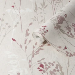 GoodHome Pio Cream & Red Floral Textured Wallpaper