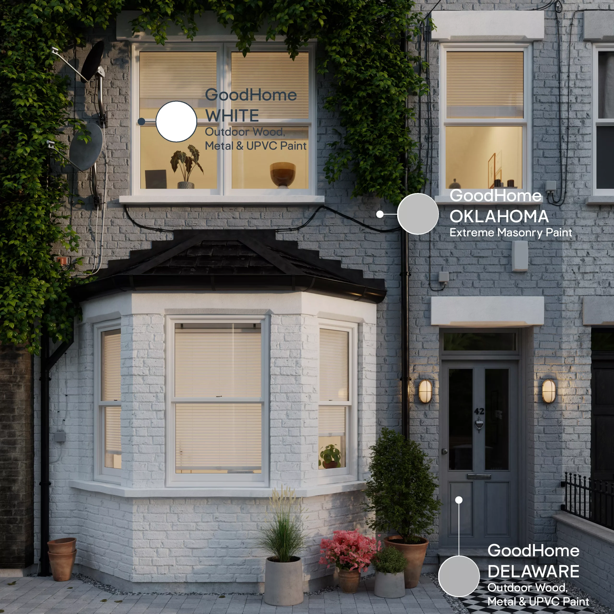 GoodHome Self-cleaning Oklahoma Smooth Matt Masonry Paint, 5L 6 GoodHome Self-cleaning Oklahoma Smooth Matt Masonry Paint, 5L - Image 4