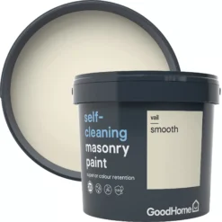 New Release 13 GoodHome Self-cleaning Vail Smooth Matt Masonry Paint, 5L