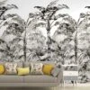 GoodHome Turman Black & White Tropical Matt Mural