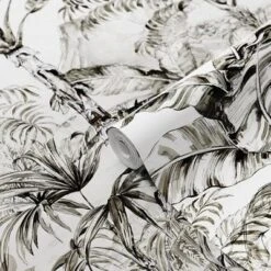 GoodHome Turman Black & White Tropical Matt Mural -Paint Decoration goodhome turman black white tropical matt mural5059340411095 36c