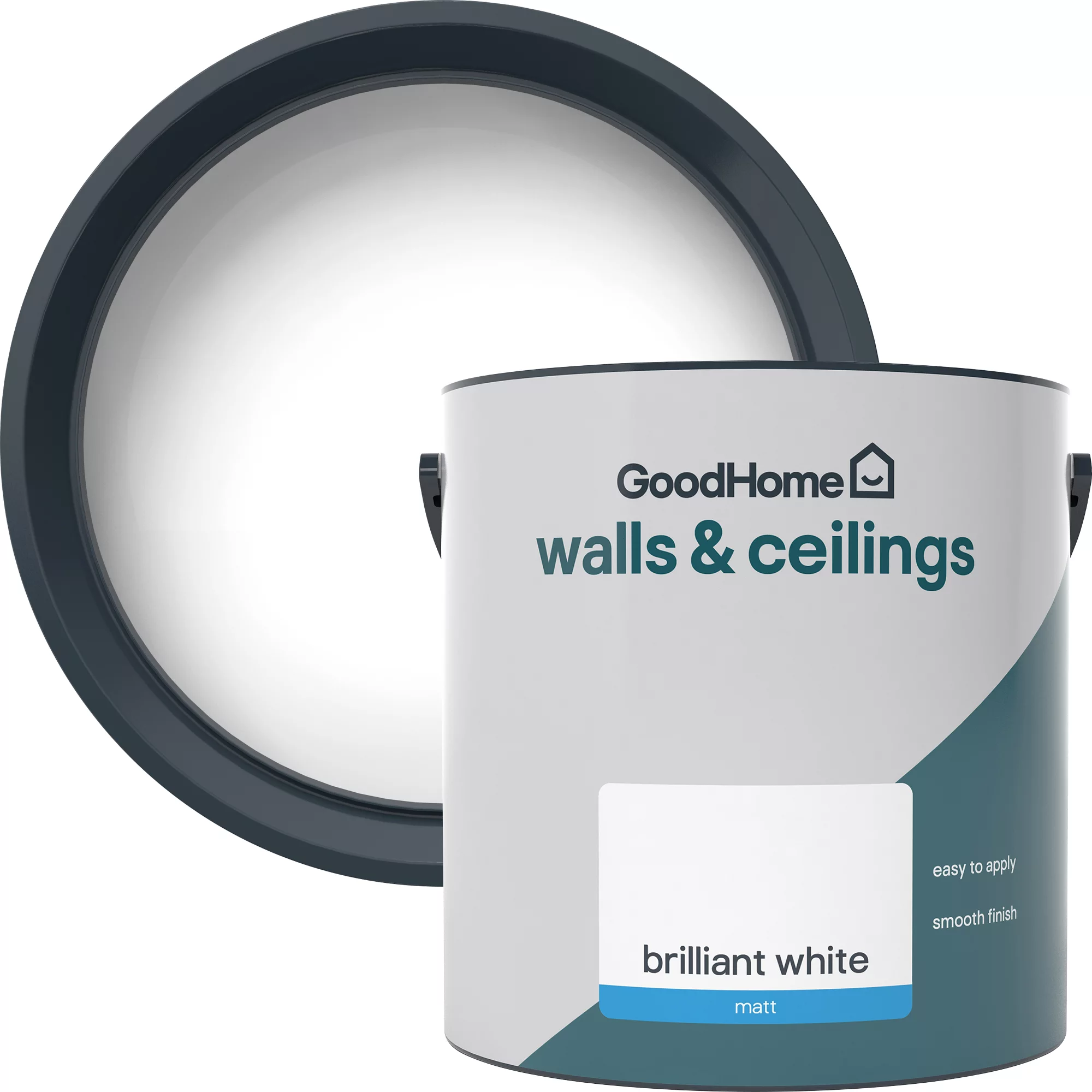 GoodHome Walls & Ceilings Brilliant White Vinyl Matt Emulsion Paint, 2.5L 3 GoodHome Walls & Ceilings Brilliant White Vinyl Matt Emulsion Paint, 2.5L