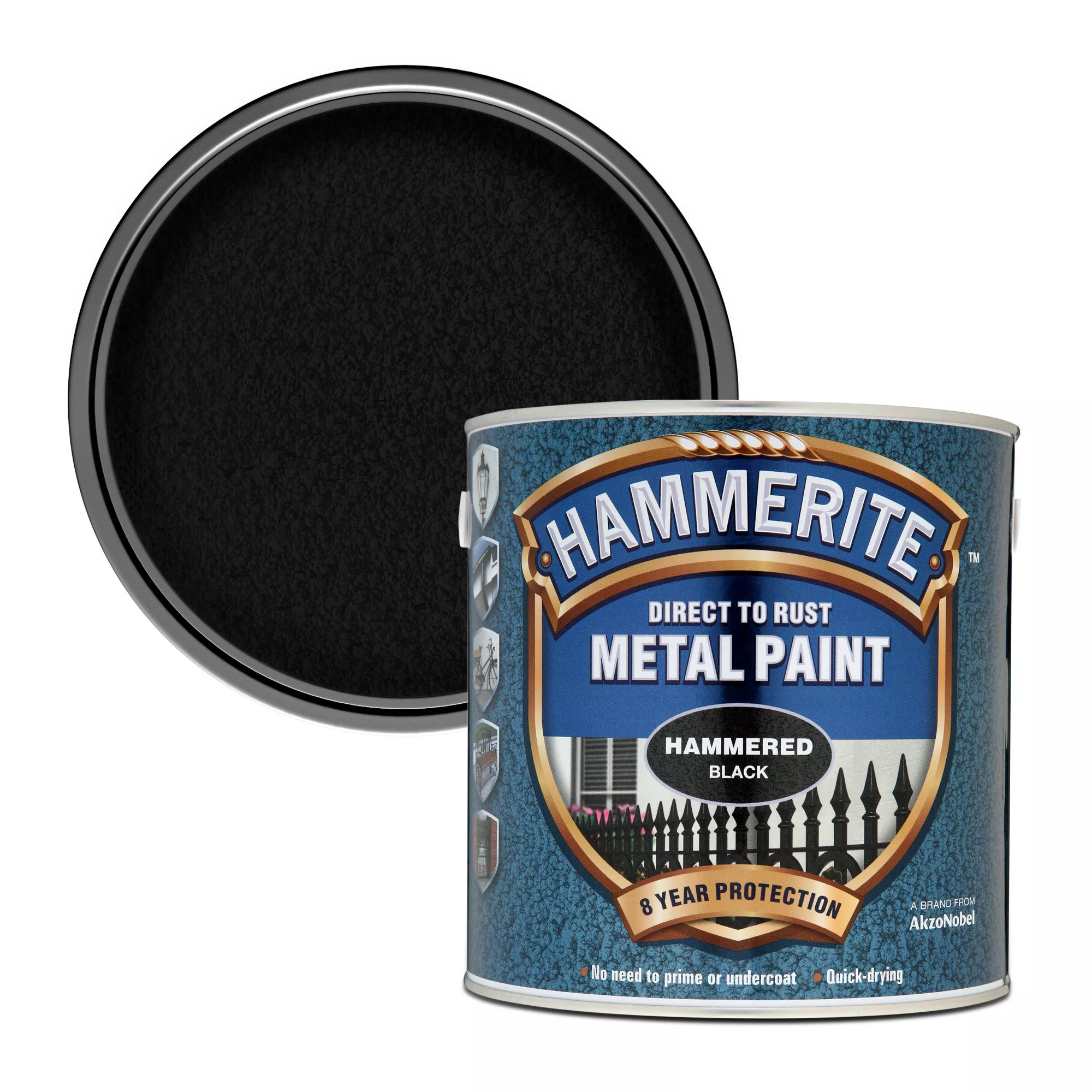 Hammerite Black Hammered Effect Metal Paint, 2.5L 3 Hammerite Black Hammered Effect Metal Paint, 2.5L
