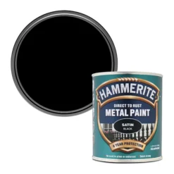 Hammerite Black Satinwood Metal Paint, 750ml