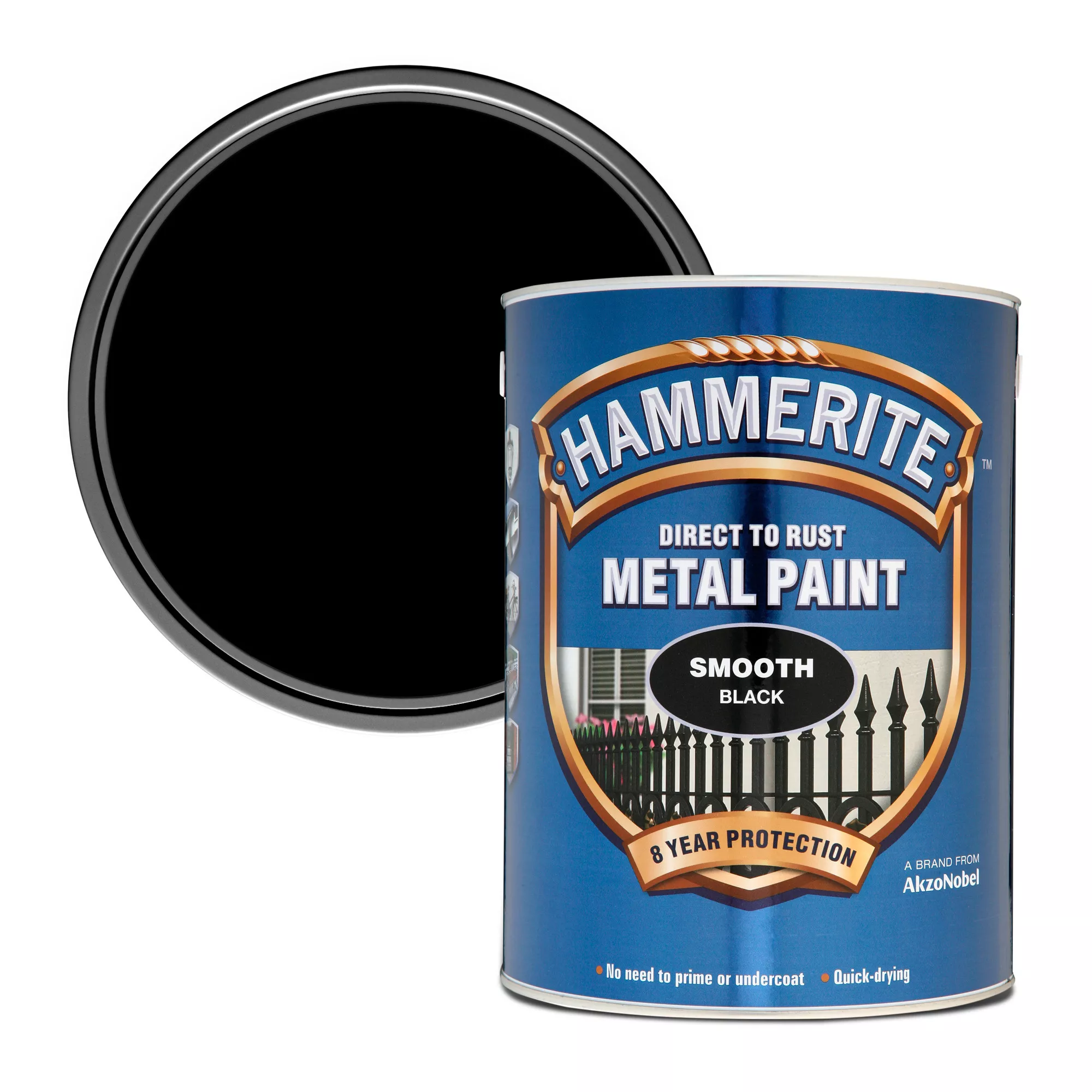 Hammerite Smoothrite Black Gloss Metal Paint, 5L 3 Hammerite Smoothrite Black Gloss Metal Paint, 5L