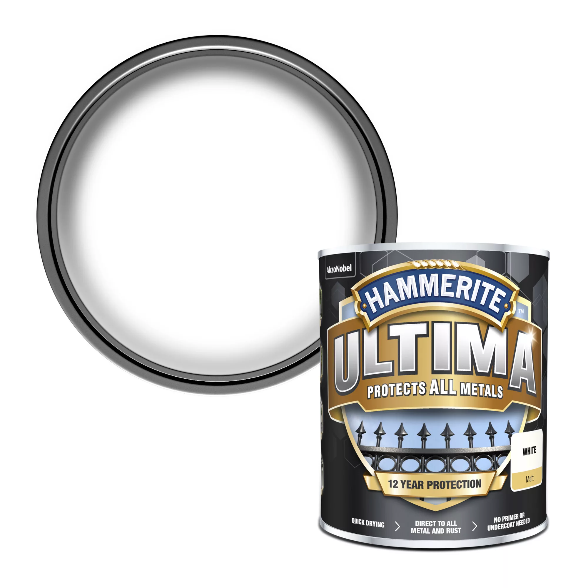 Hammerite Ultima White Matt Multi-surface Exterior Metal Paint, 750ml 3 Hammerite Ultima White Matt Multi-surface Exterior Metal Paint, 750ml