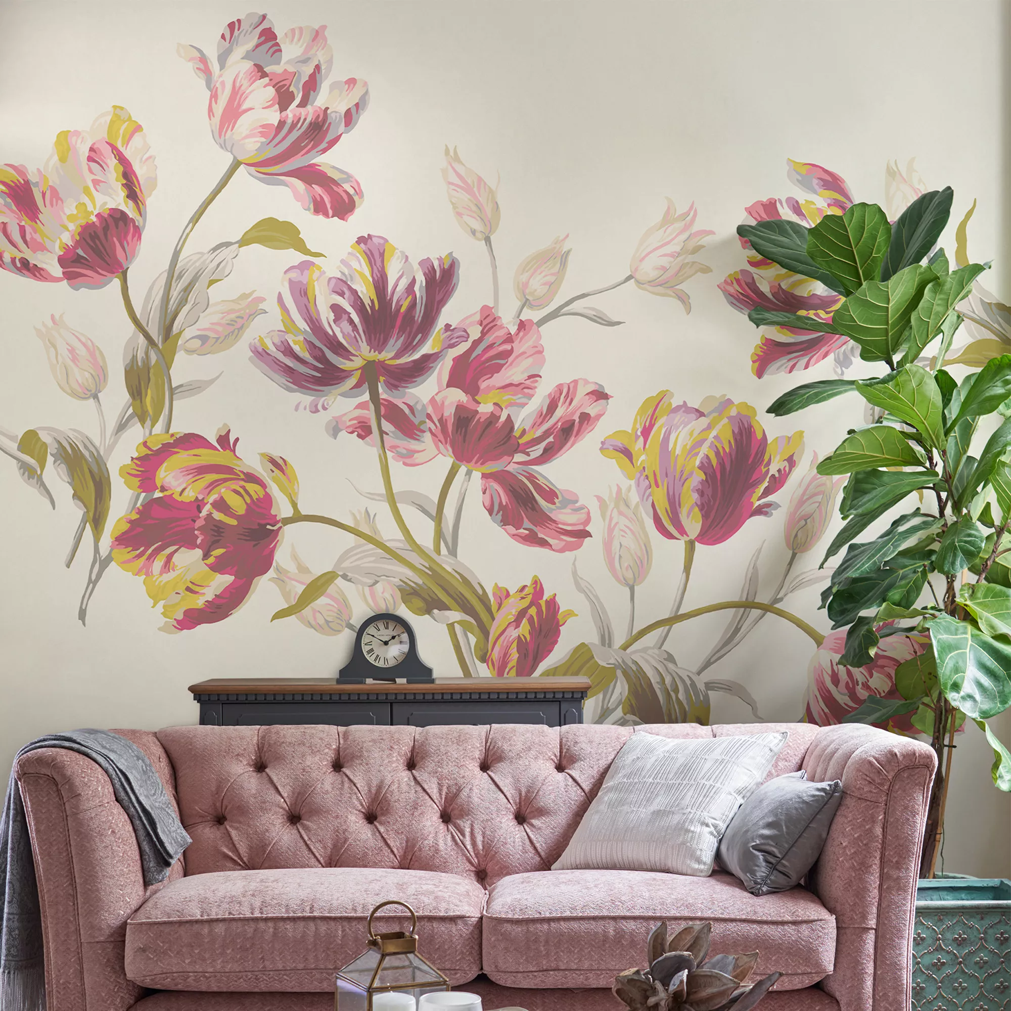 Laura Ashley Gosford Cranberry Floral Matt Mural 4 Laura Ashley Gosford Cranberry Floral Matt Mural - Image 2
