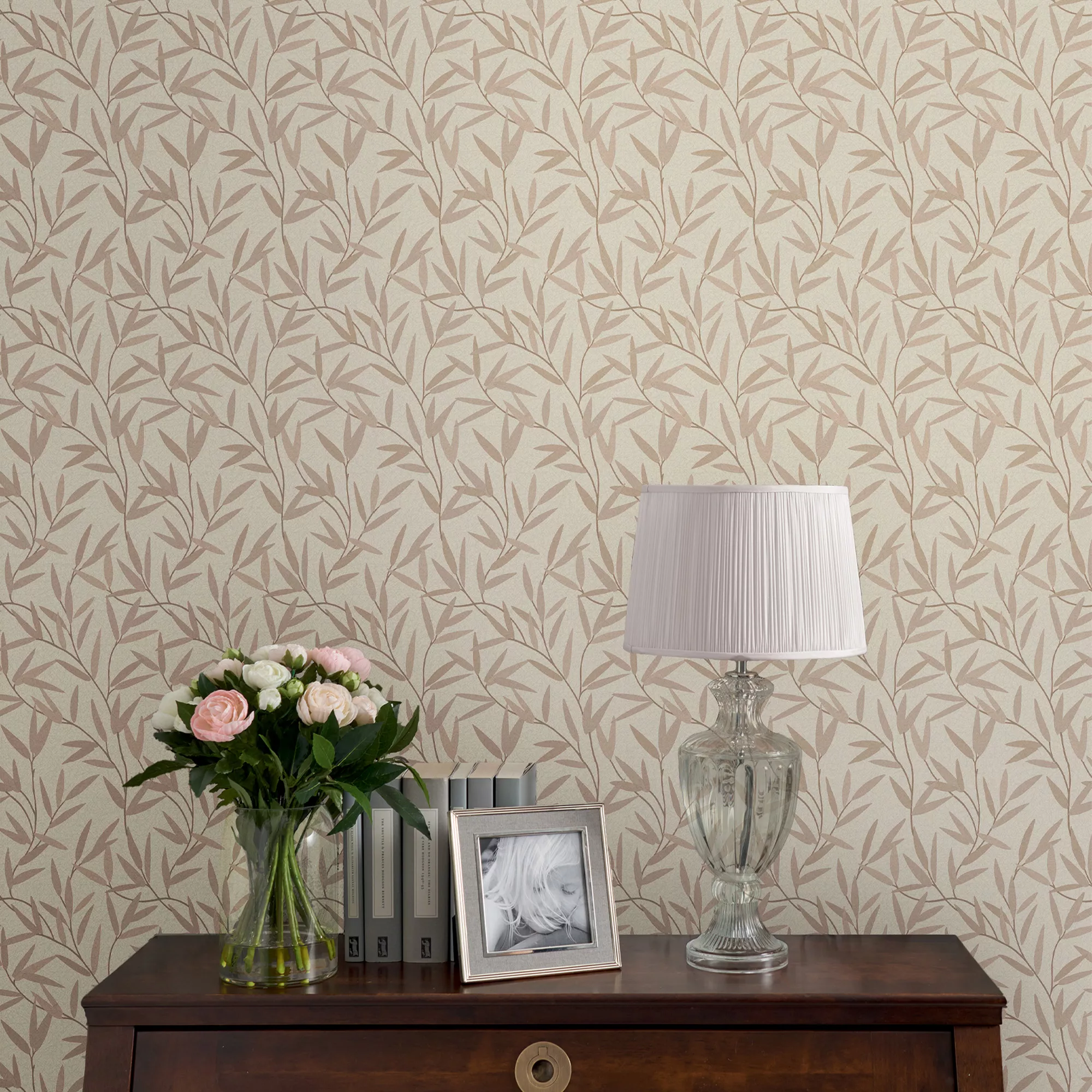 Laura Ashley Willow Neutral Leaf Smooth Wallpaper 6 Laura Ashley Willow Neutral Leaf Smooth Wallpaper - Image 4