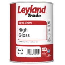 Leyland Trade Black Gloss Metal & Wood Paint, 750ml