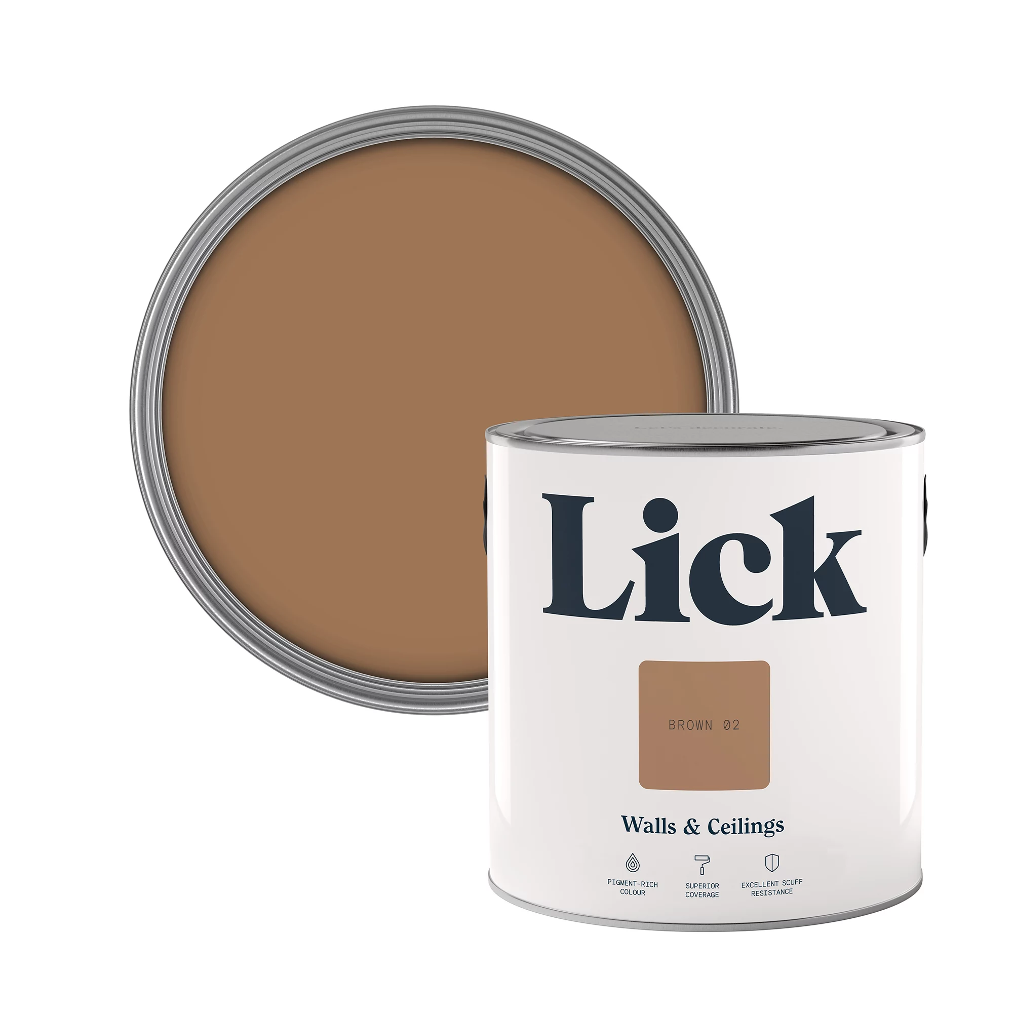 Lick Brown 02 Matt Emulsion Paint, 2.5L 3 Lick Brown 02 Matt Emulsion Paint, 2.5L