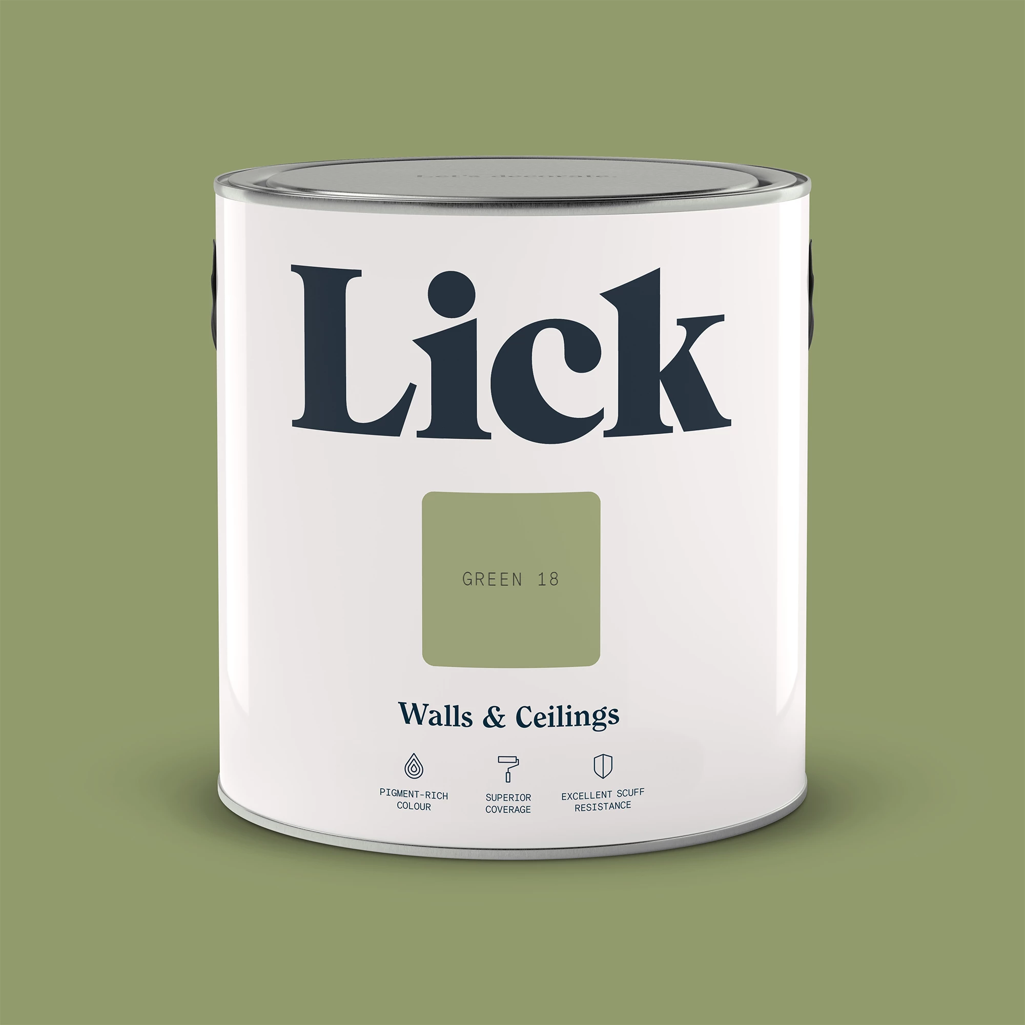 Lick Green 18 Matt Emulsion Paint, 2.5L 4 Lick Green 18 Matt Emulsion Paint, 2.5L - Image 2