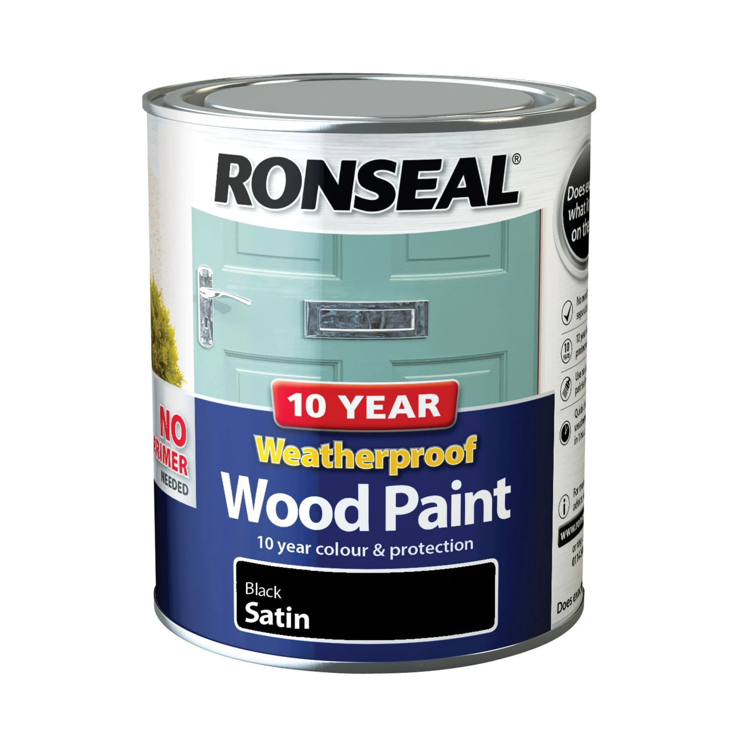 Ronseal 10 Year Weatherproof Wood Paint Black Satin Exterior Wood Paint, 750ml Tin 3 Ronseal 10 Year Weatherproof Wood Paint Black Satin Exterior Wood Paint, 750ml Tin
