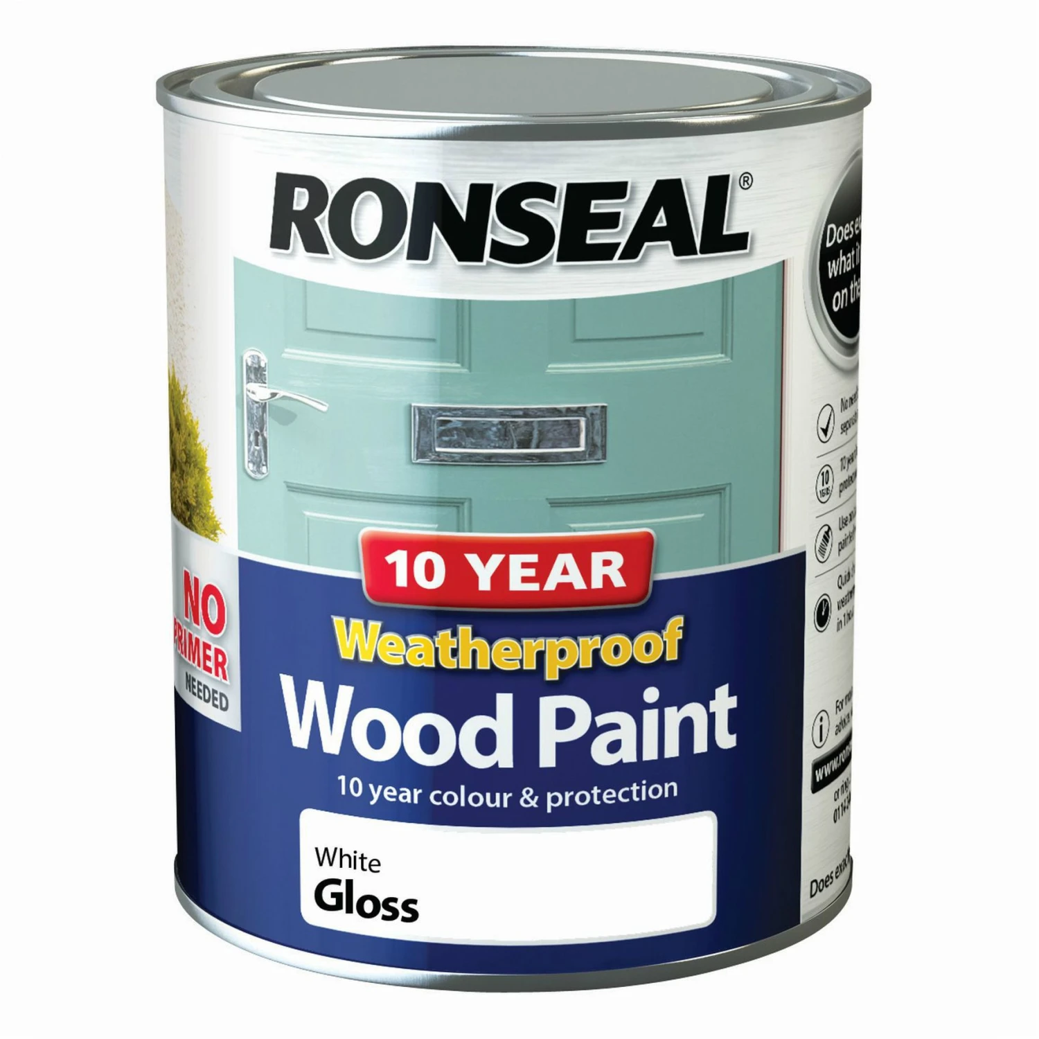 Ronseal 10 Year Weatherproof Wood Paint White Gloss Exterior Wood Paint, 750ml Tin 3 Ronseal 10 Year Weatherproof Wood Paint White Gloss Exterior Wood Paint, 750ml Tin
