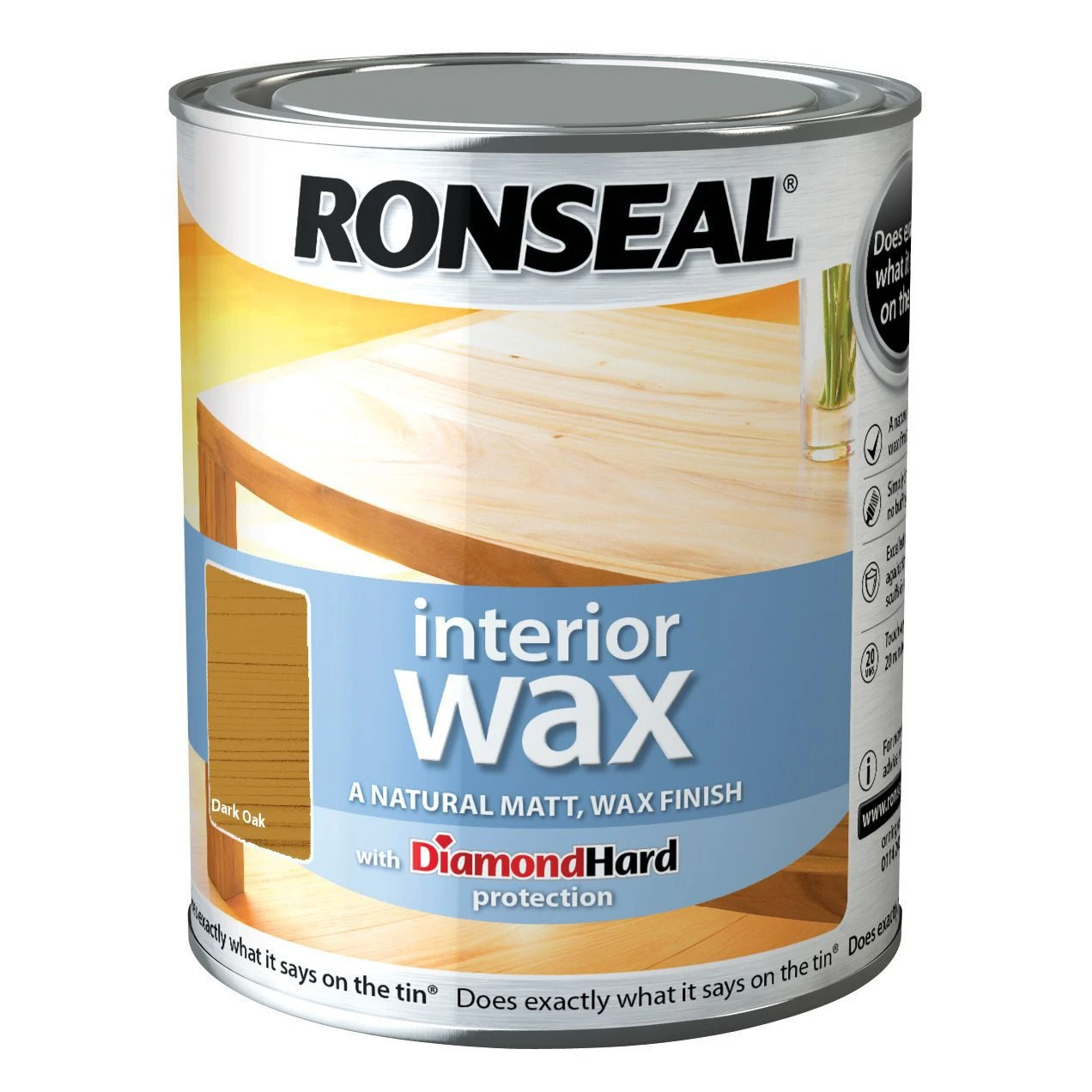 Ronseal Diamond Hard Dark Oak Matt Wax Wood Wax, 0.75L 4 Ronseal Diamond Hard Dark Oak Matt Wax Wood Wax, 0.75L - Image 2