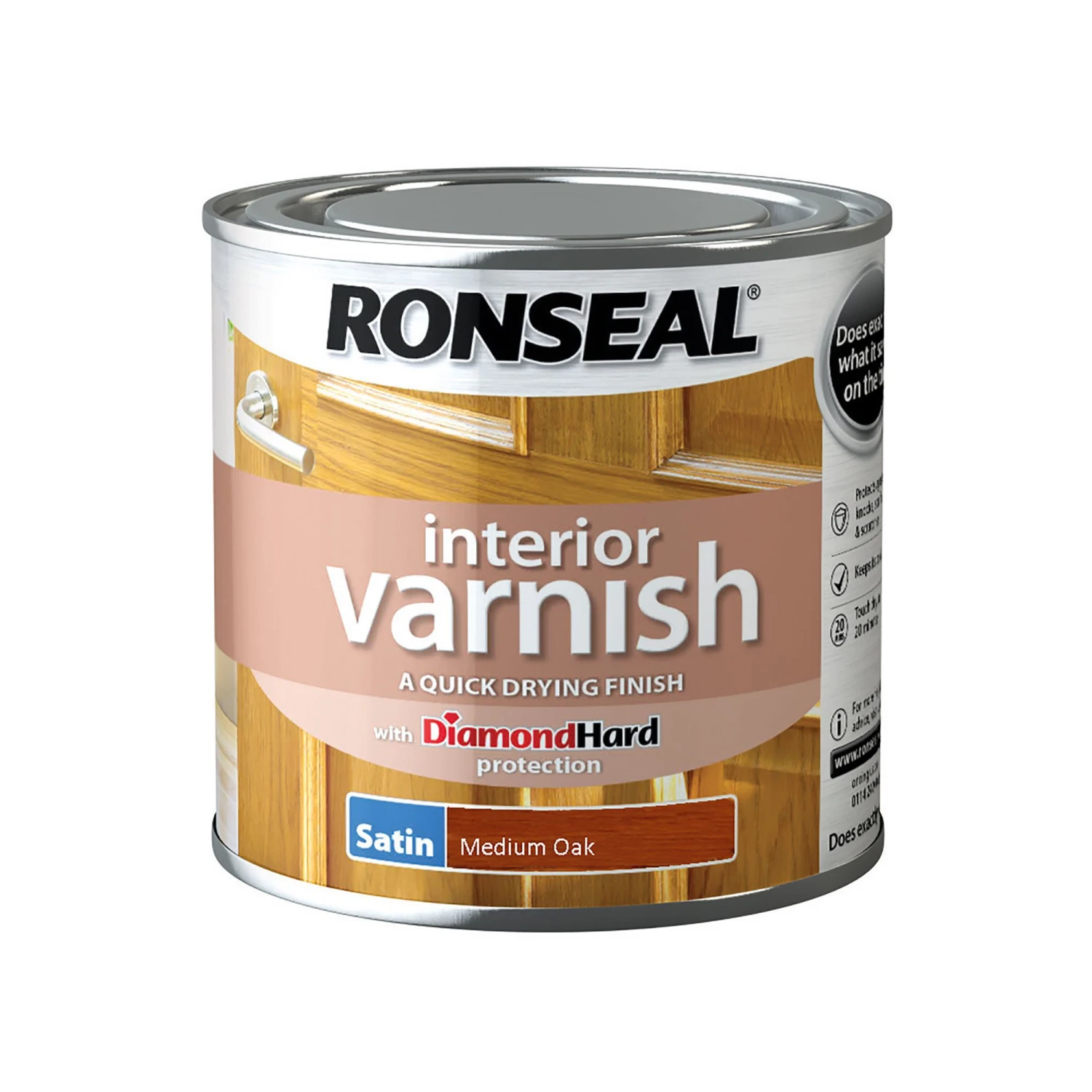 Ronseal Diamond Hard Medium Oak Satin Wood Varnish, 0.25L 4 Ronseal Diamond Hard Medium Oak Satin Wood Varnish, 0.25L - Image 2