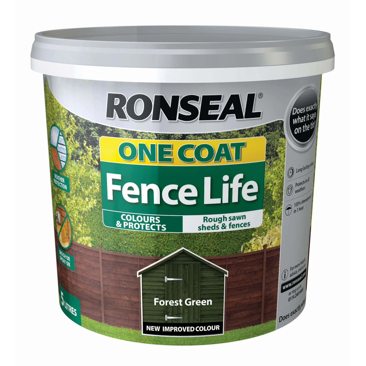 Ronseal One Coat Fence Life Forest Green Matt Fence & Shed Treatment, 5L 3 Ronseal One Coat Fence Life Forest Green Matt Fence & Shed Treatment, 5L