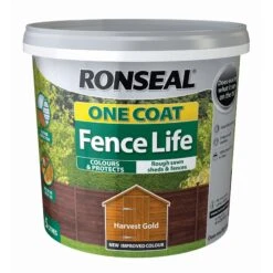 Ronseal One Coat Fence Life Harvest Gold Matt Fence & Shed Treatment, 5L