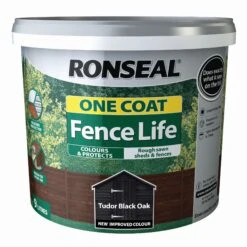 Ronseal One Coat Fence Life Tudor Black Oak Matt Fence & Shed Treatment, 9L