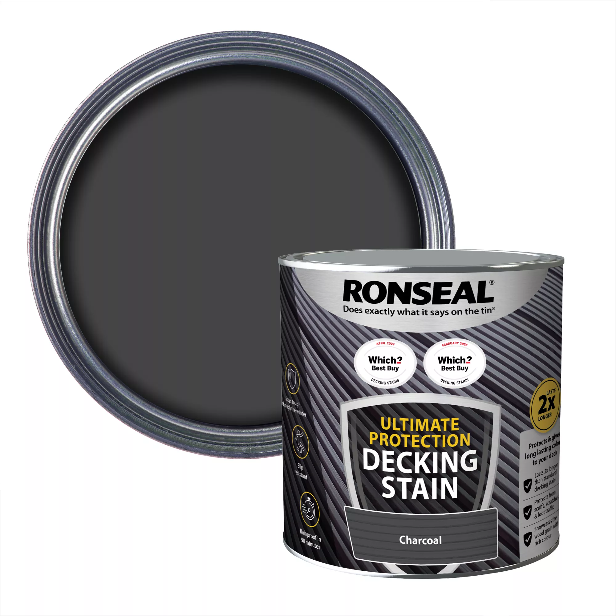Ronseal Ultimate Protection Charcoal Matt Decking Wood Stain, 2.5L 3 Ronseal Ultimate Protection Charcoal Matt Decking Wood Stain, 2.5L