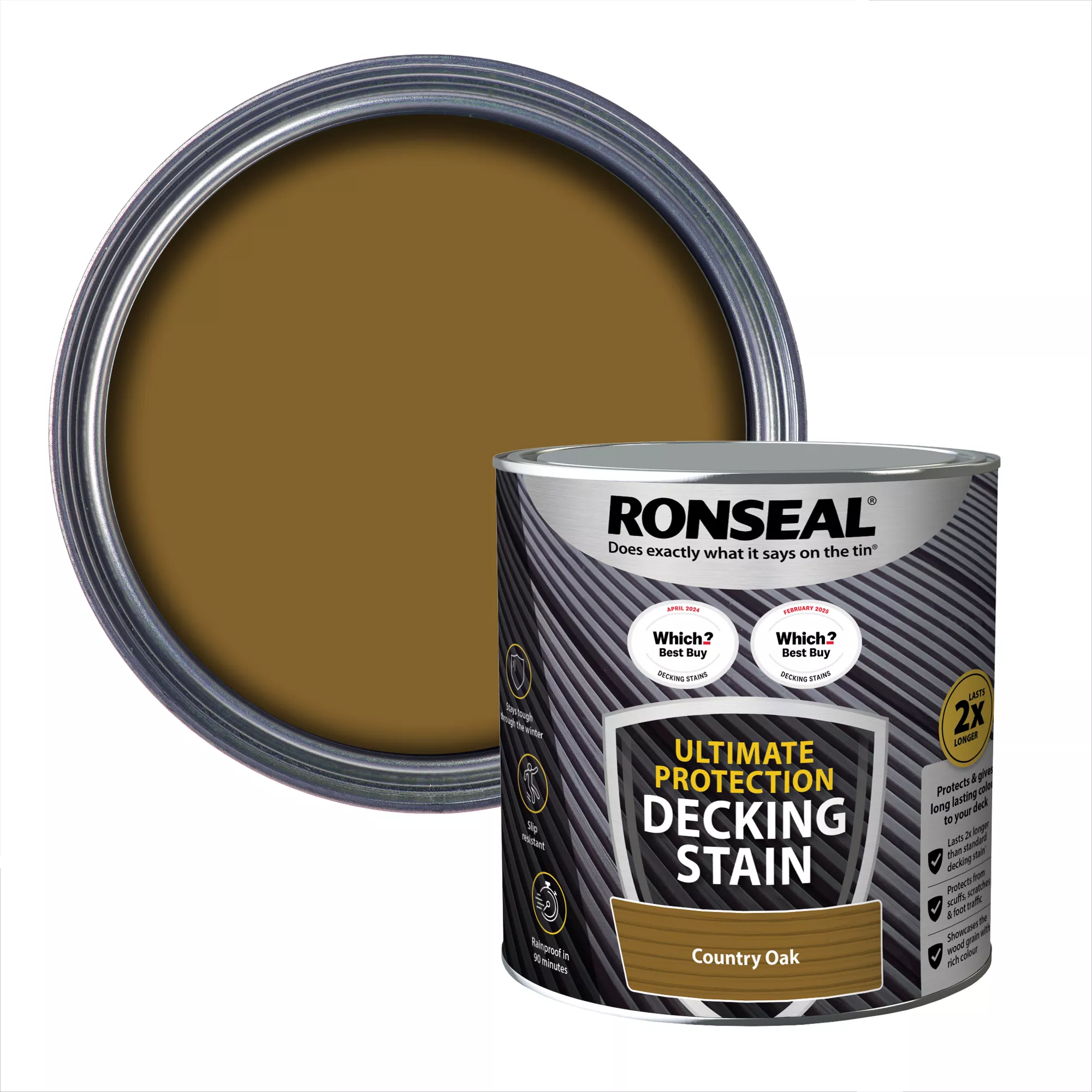 Ronseal Ultimate Protection Country Oak Matt Decking Wood Stain, 2.5L 3 Ronseal Ultimate Protection Country Oak Matt Decking Wood Stain, 2.5L